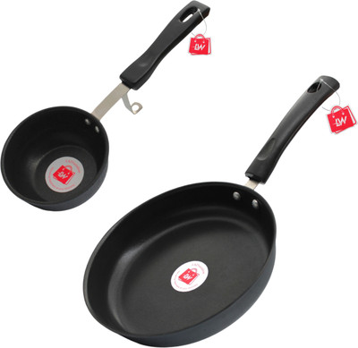 LAZYwindow LAZYwindow Premium Quality Nonstick Fry Pan Combo Tadka Pan 11 cm diameter 0.25 L capacity(Hard Anodised, Non-stick, Induction Bottom)