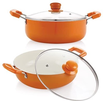 NIRLON Ceramic Non Stick Induction Base Cookware Aluminium Pots and Pans Set Pot 24 cm, 24 cm diameter 3 L, 3.1 L capacity with Lid(Aluminium, Non-stick, Induction Bottom)