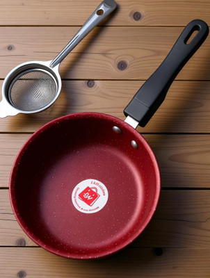 LAZYwindow Superior Quality Nonstick Baby Sauce Pan/Frying Pan & Tea Stainer Pot 17 cm diameter 1 L capacity(Hard Anodised, Non-stick, Induction Bottom)