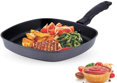 Zodex GrillPan Non-Stick /burger/pizza/Grill Pan/Grill Pan Square /Tandoori Tawa Grill Pan 22 cm diameter 1.5 L capacity(Aluminium, Non-stick)