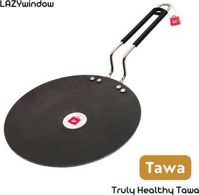 LAZYwindow Iron Roti Tawa with Insulated Handle, Induction & Gas Stove Friendly Induction Bottom Cookware Set(Iron, 1 - Piece)