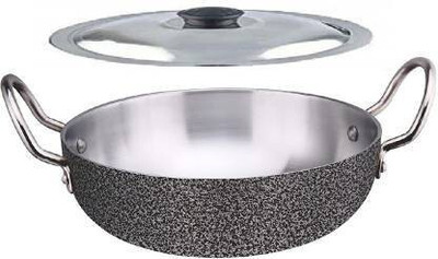 CARNIVAL Aluminium Coating Kadhai/Deep Kadhai With Stainless Steel Lid Kadhai 25 cm diameter with Lid 3.5 L capacity(Aluminium, Induction Bottom)