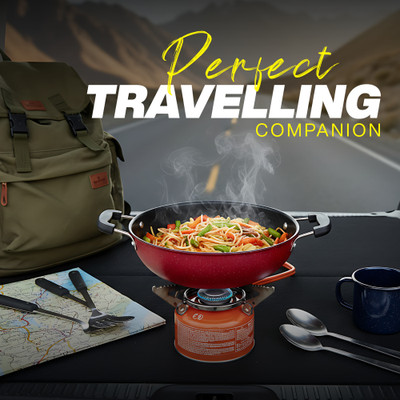 Dozy Nonstick Iron Kadhai, 3L | Heavy-Duty Maroon Base | Deep Fry, Curry, Daily Use Kadhai 26 cm diameter 3 L capacity(Iron, Non-stick, Induction Bottom)