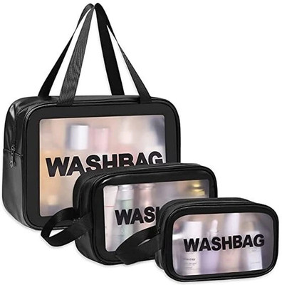 Broview 3 PCS Cosmetic Bag Pouch Transparent Pvc Travel Toiletry Makeup Wash Bag Pouch(Pack of 3)