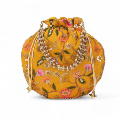AUTHENTIC AK Matki Multi Flower Orange Potli