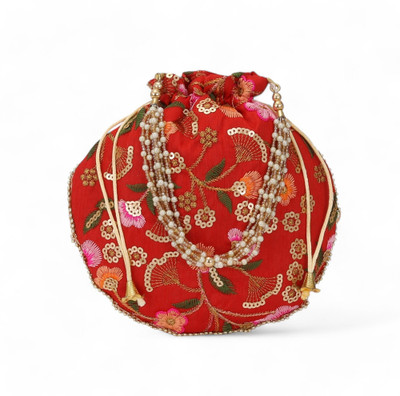 AUTHENTIC AK Matki Multi Flower Red Potli