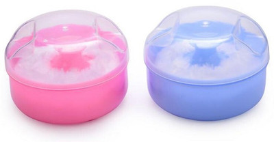 smilykid 2 PCS Baby Powder Puff Box Bath Powder Case Container Multi Design(Multicolor)
