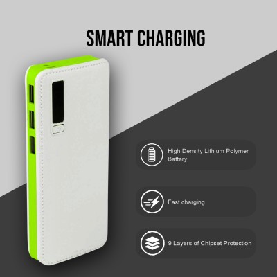MIOX 20000 mAh 12 W Power Bank(White, Green, Lithium-ion, Fast Charging for Mobile)