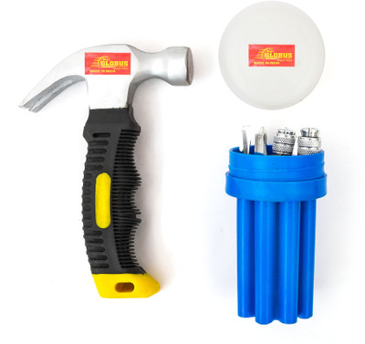 Globus Globus 38-Heavy Duty Hammer Stubby(0.30kg)/Mini Claw Hammer & SCREW DRIVER SET/9 Hand Tool Kit(2 Tools)