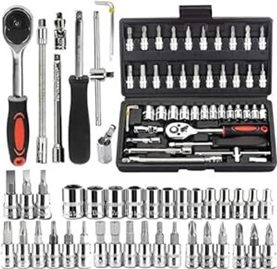 Nka High Quality 46pcs 1/4-Inch Socket Set Tool Ratchet Wrench tool Kit Household Power & Hand Tool Kit(46 Tools)