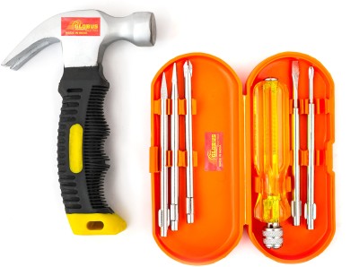 Globus 303-Heavy Duty Hammer Stubby / Mini Claw Hammers AND SCREW DRIVER SET/6 IN BOX GLOBUS Curved Claw Hammer(0.48 kg)