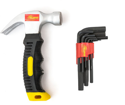 Globus Globus 104-Mini Claw Hammer / (0.30 gm) And Allen Key Set/9 In Clip (1.5MM-10MM) Hand Tool Kit(2 Tools)