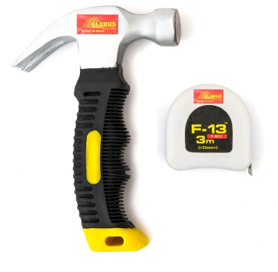 Globus 302- Hammer SMALL Stubby / Mini Claw Hammers AND MEASURING TAPE 3 MTR/10 FEET GLOBUS Curved Claw Hammer(0.3 kg)