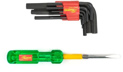 Globus GLOBUS 31-Screw Driver 2IN1 (6 inch/150mm) And Allen Key Set/9 (1.5mm-10mm) clip Hand Tool Kit(2 Tools)