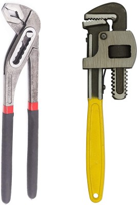 WallVilla Heavy Duty 12 Inch Pipe Wrench & 10 Inch Water Pump Plier Hand Tool Kit(2 Tools)