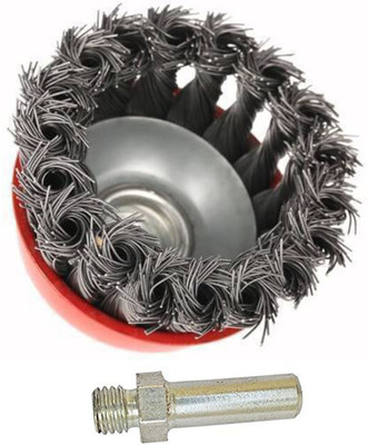 Kshivi Twisted Cup Brush For Polishing For 4-Inch Angle Grinder With Drill Attachment Power & Hand Tool Kit(2 Tools)