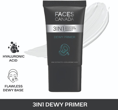 FACES CANADA Dewy Primer|Lightweight Hydrating Creamy Texture|Smoothens & Moisturizes Skin Primer  - 30 g(White)