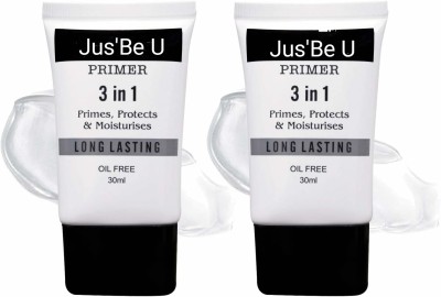 Jus’Be U NEW 3 In 1 Oil Free Primer (Pack Of 2)  Primer  - 60 ml(White)