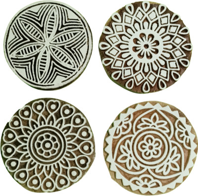 Reniq Wooden Stamp Block for Textile Printing 4 Pieces, Block for Textile Printing Blocks(Pack of 4)