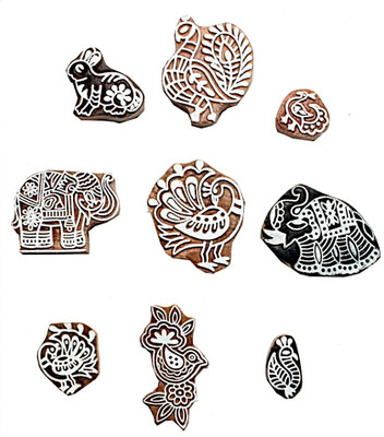 illuminatefirst Wood block print stamp004 Printing Blocks(Pack of 9)