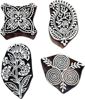 Reniq Wooden Carved Printing Stamp Block Set of -4 Printing Blocks Printing Blocks(Pack of 4)