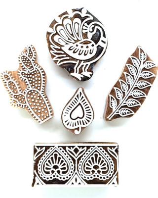 Reniq 2.0-B Wooden Printing Block Stamps Hand Carved Printing Blocks Printing Blocks(Pack of 5)