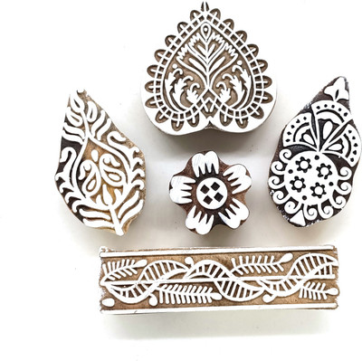 Reniq 2.0-H Wooden Printing Block Stamps Hand Carved Printing Blocks Printing Blocks(Pack of 5)
