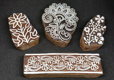Reniq 2568 Printing Block for Saree Shalwar Suite duptta Textile Printing Block Printing Blocks(Pack of 4)