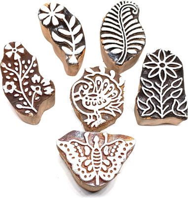 Reniq Art Butterfly Peacock flower Petal Printing Blocks(Pack of 6)