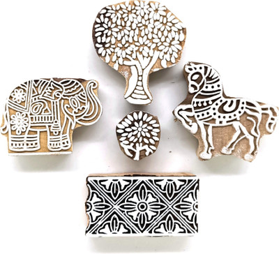 Reniq 2.0-L Wooden Printing Block Stamps Hand Carved Printing Blocks Printing Blocks(Pack of 5)