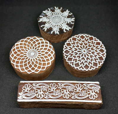 Reniq Art 264 Wooden Printing Block Stamps Hand Carved Printing Blocks Printing Blocks(Pack of 4)