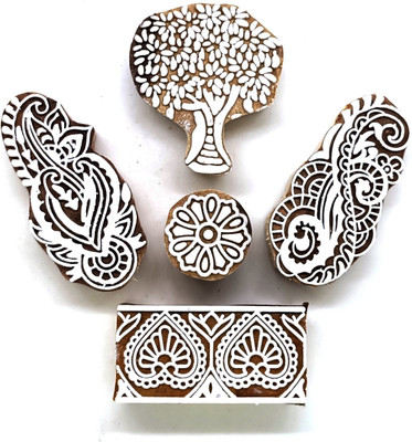 Reniq 2.0-CCC Wooden Printing Block Stamps Hand Carved Printing Blocks Printing Blocks(Pack of 5)