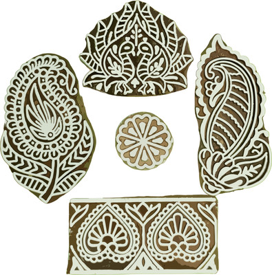 Reniq Wooden Stamp Block for Textile Printing 5 Pieces, Block for Textile Printing Blocks(Pack of 5)
