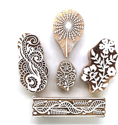 Reniq 2.0-X Wooden Printing Block Stamps Hand Carved Printing Blocks Printing Blocks(Pack of 5)