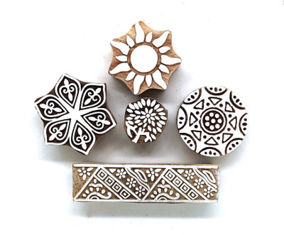 Reniq 3.0-OO Wooden Printing Block Stamps Hand Carved Printing Blocks Printing Blocks(Pack of 5)