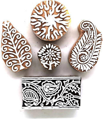 Reniq 3.0-HH Wooden Printing Block Stamps Hand Carved Printing Blocks Printing Blocks(Pack of 5)