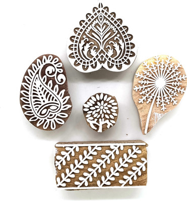 Reniq 2.0-SSS Wooden Printing Block Stamps Hand Carved Printing Blocks Printing Blocks(Pack of 5)