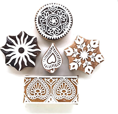 Reniq 3.0-SSS Wooden Printing Block Stamps Hand Carved Printing Blocks Printing Blocks(Pack of 5)