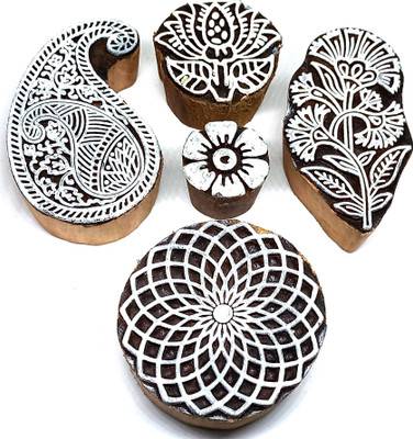 Reniq Art Flower full leaf Round Printing Blocks(Pack of 5)