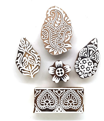Reniq 2.0-R Wooden Printing Block Stamps Hand Carved Printing Blocks Printing Blocks(Pack of 5)