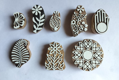 As Woodenblock Mehndi Design Hand-carved printing block|Stamp|Art Craft Printing Blocks(Pack of 8)