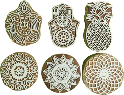 Reniq _5252 Wooden printing blocks stemp Printing Blocks(Pack of 6)
