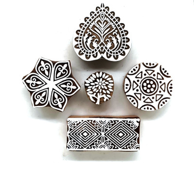 Reniq 3.0-MM Wooden Printing Block Stamps Hand Carved Printing Blocks Printing Blocks(Pack of 5)