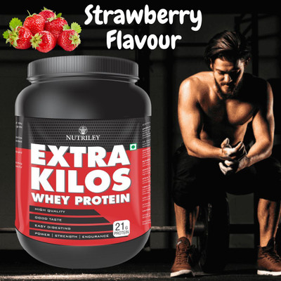 NUTRILEY Extra Kilos Body Weight Muscle Gainer Whey Protein Supplement For Men Boy 500 G Weight Gainers/Mass Gainers(500 g, Strawberry Flavour)