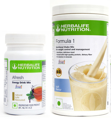 HERBALIFE FORMULA 1 KULFI 500g WITH AFRESH TULSI 50g SET OF 2 PCS Plant-Based Protein(0.55 kg, F1 - KULFI, AF- TULSI)