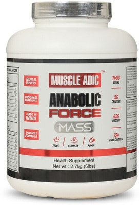 MUSCLEADIC ANABOLIC MASS GAINER HIGH PROTEIN MUSCLE GAINER (2.7kg,6lbs) Weight Gainers/Mass Gainers(2.72 kg, STRAWBERRY) MUSCLEADIC ANABOLIC MASS GAINER HIGH PROTEIN MUSCLE GAINER (2.7kg,6lbs) Weight Gainers/Mass Gainers(2.72 kg, STRAWBERRY)