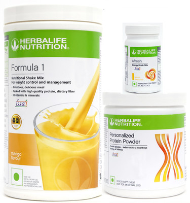 HERBALIFE Formula 1 Mango Protein 200gms Afresh Lemon Mix Shake Combo Plant-Based Protein(750 g, Formula 1 Mango, Protein Unflavored, Afresh Lemon)