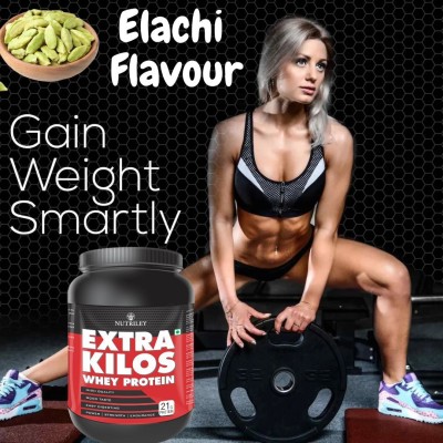 NUTRILEY Extra Kilos Body Weight Muscle Gainer Whey Protein Supplement For Men Boy 500 G Weight Gainers/Mass Gainers(500 g, Elachi Flavour)