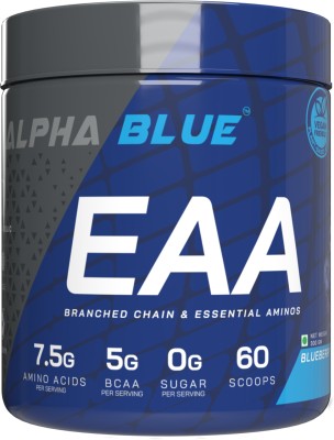ALPHABLUE EAA Supplement With 7500mg Amino Acids, 5000mg BCAA, ZERO Sugar | Anti-Catabolic EAA (Essential Amino Acids)(300 g, Blueberry)