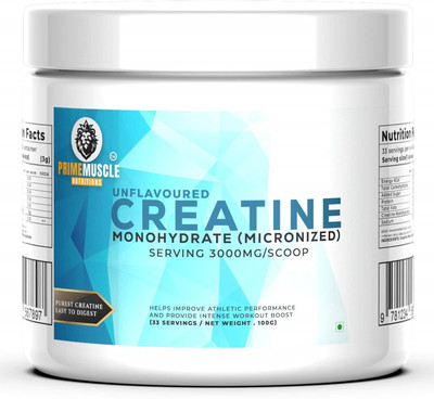 Primemuscle Nutritions 100% Pure|Supports Performance and Muscle Growth,33 servings Creatine(100 g, Unflavoured)